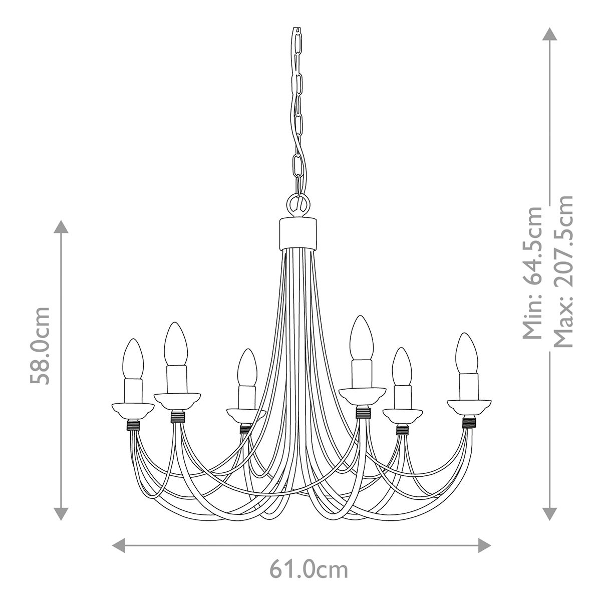 Elstead Carisbrooke 6 Light Black Chandelier