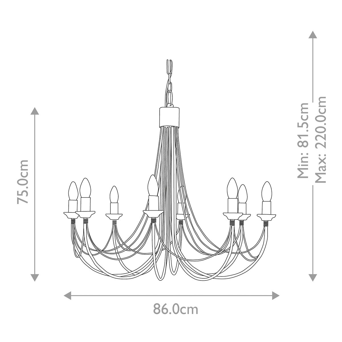 Elstead Carisbrooke 8 Light Chandelier Ceiling Light