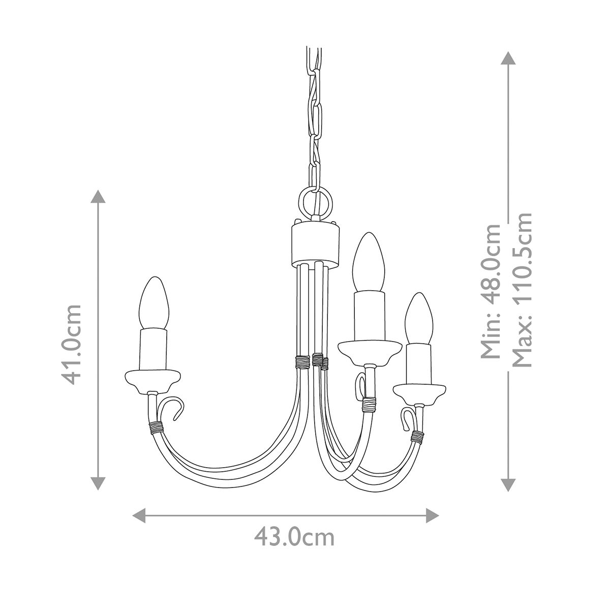 Elstead Chartwell 3 Light Black Chandelier