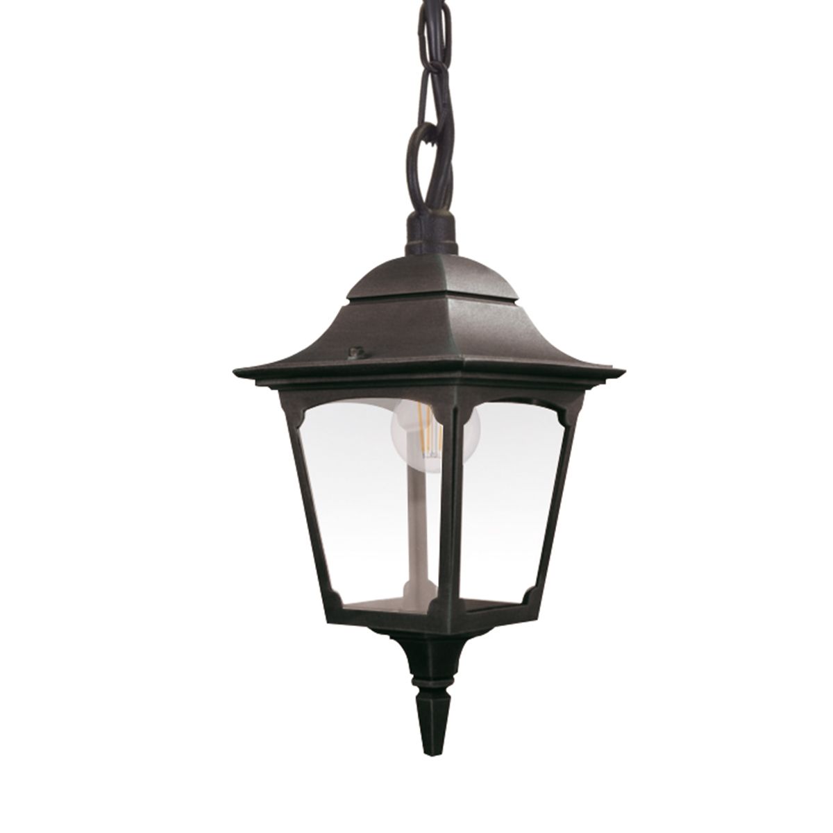 Chapel 1 Light Black Chain Outdoor Lantern by Elstead Lighting CP9-BLACK