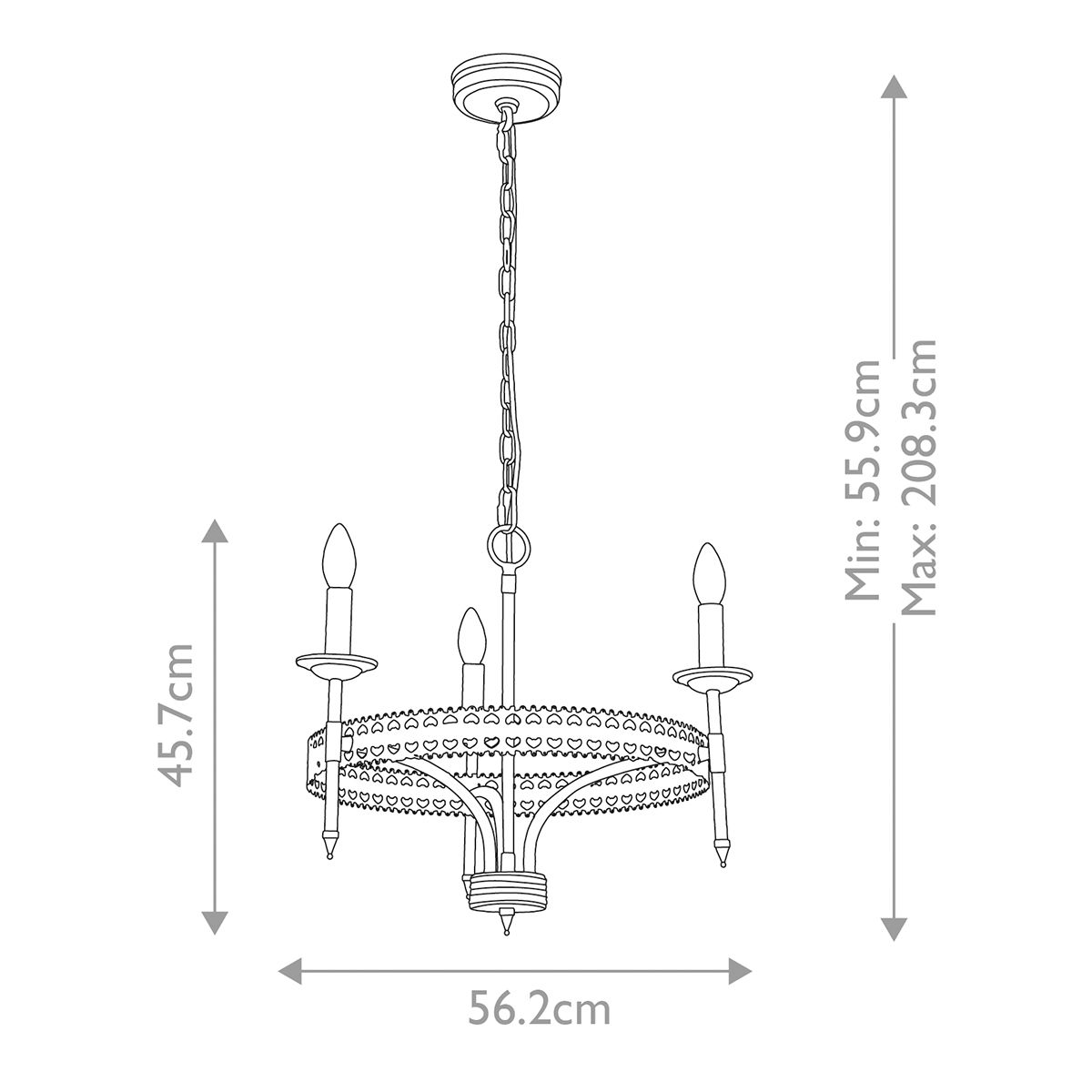 Elstead Lighting Crown 3 Light Silver Chandelier Ceiling Light