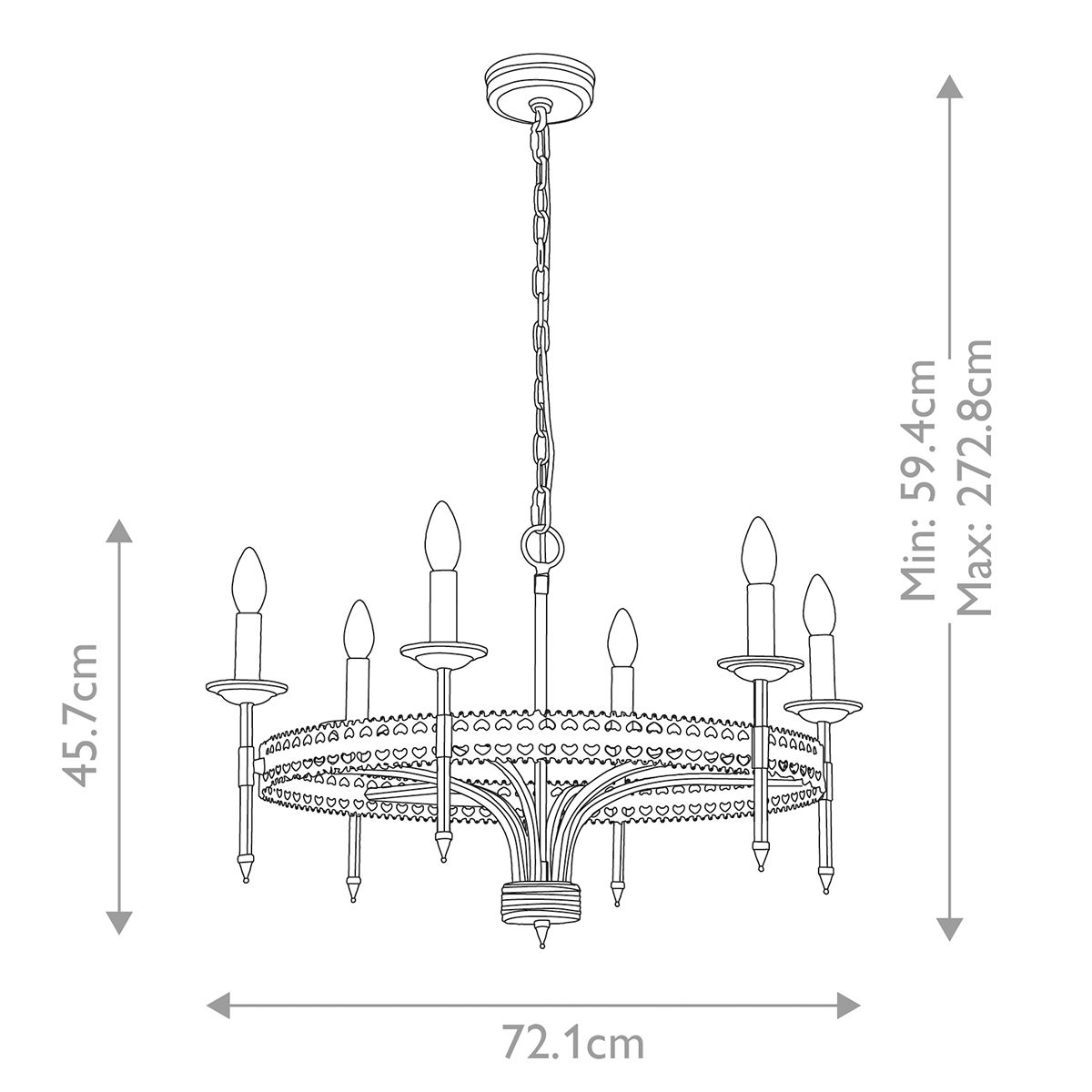 Elstead Lighting Crown 6 Light Silver Chandelier Ceiling Light