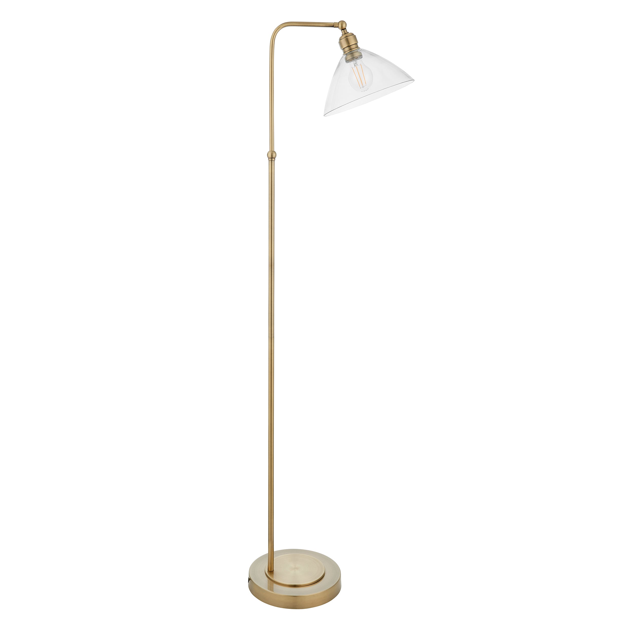 Island Brass & Clear Glass Art Deco Floor Lamp