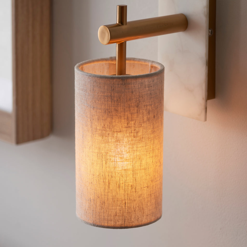 Living Lights Brass Wall Light | Linen Shade | Tiffany Lighting