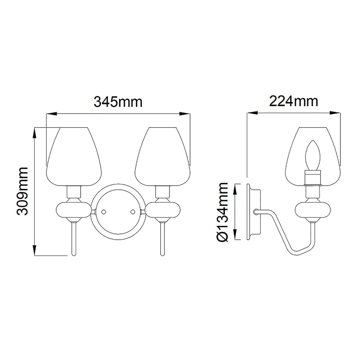 Armand Double Aged Brass Wall Light Elstead Lighting
