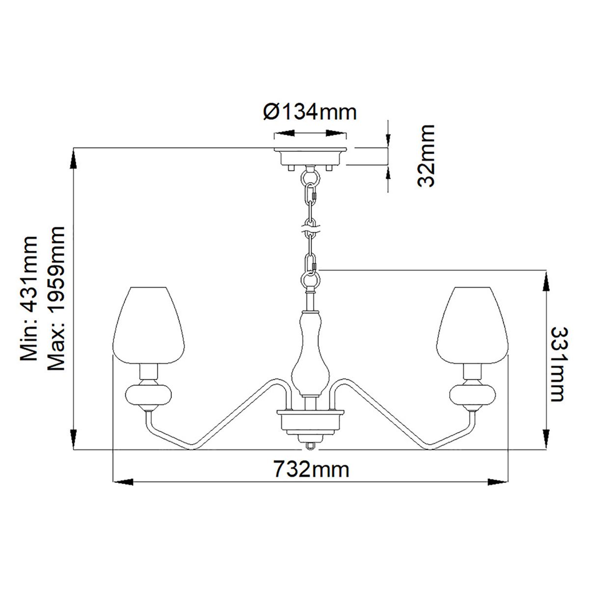 Elstead Lighting Armand 3 Light Brass Ceiling Pendant