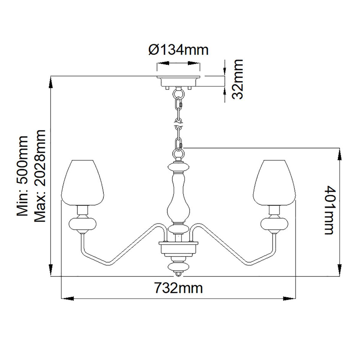 Armand 5 Light Aged Brass Chandelier Elstead Lighting — rear view