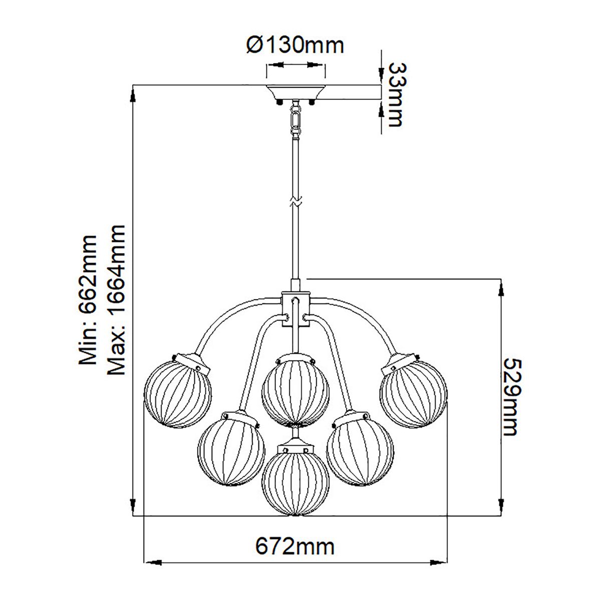 Elstead Cosmos 9 Light Brass & Cream Ceiling Pendant