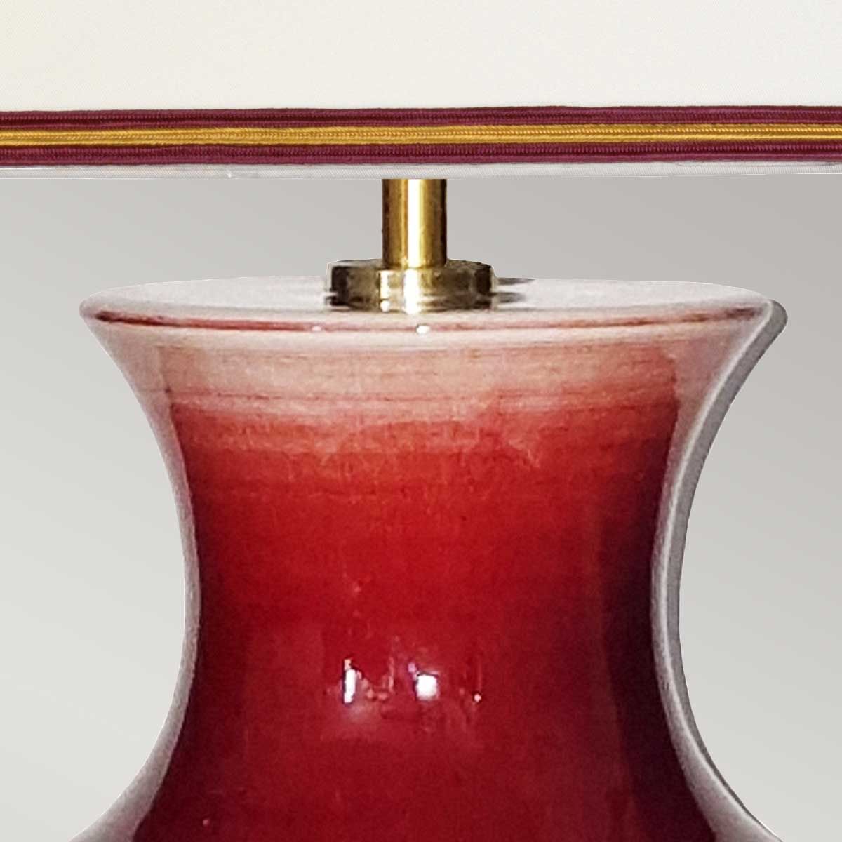 Majin Oxblood Red Ceramic Table Lamp with Polycotton shade