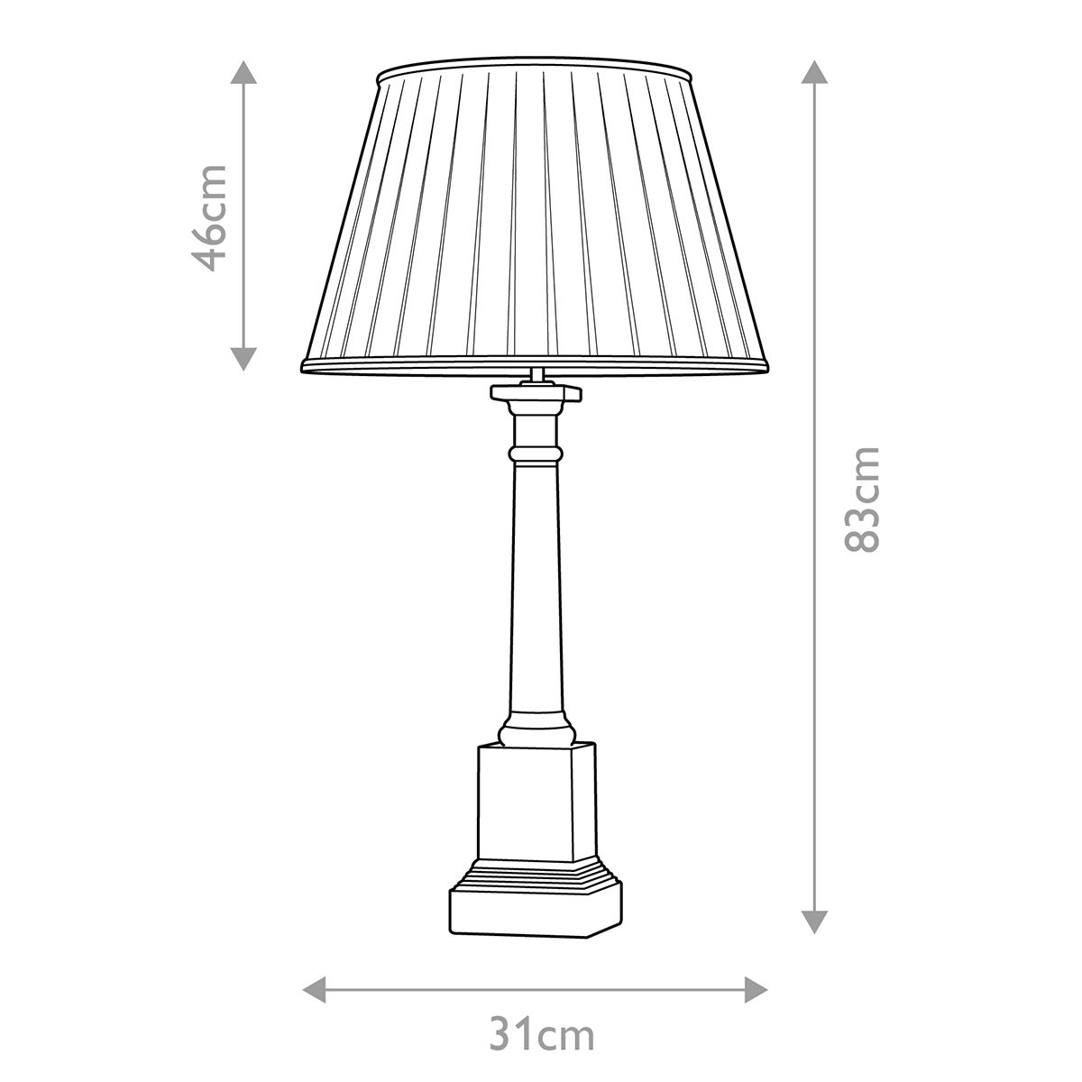 Box Peronne Table Lamp With Tall Off-White Empire Shade