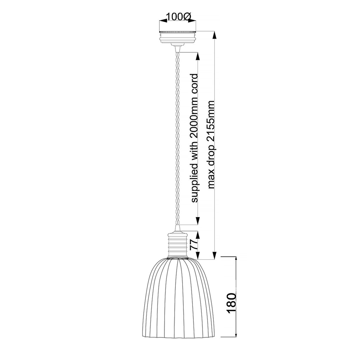 Elstead Douille 1 Light Black & Polished Brass Ceiling Pendant