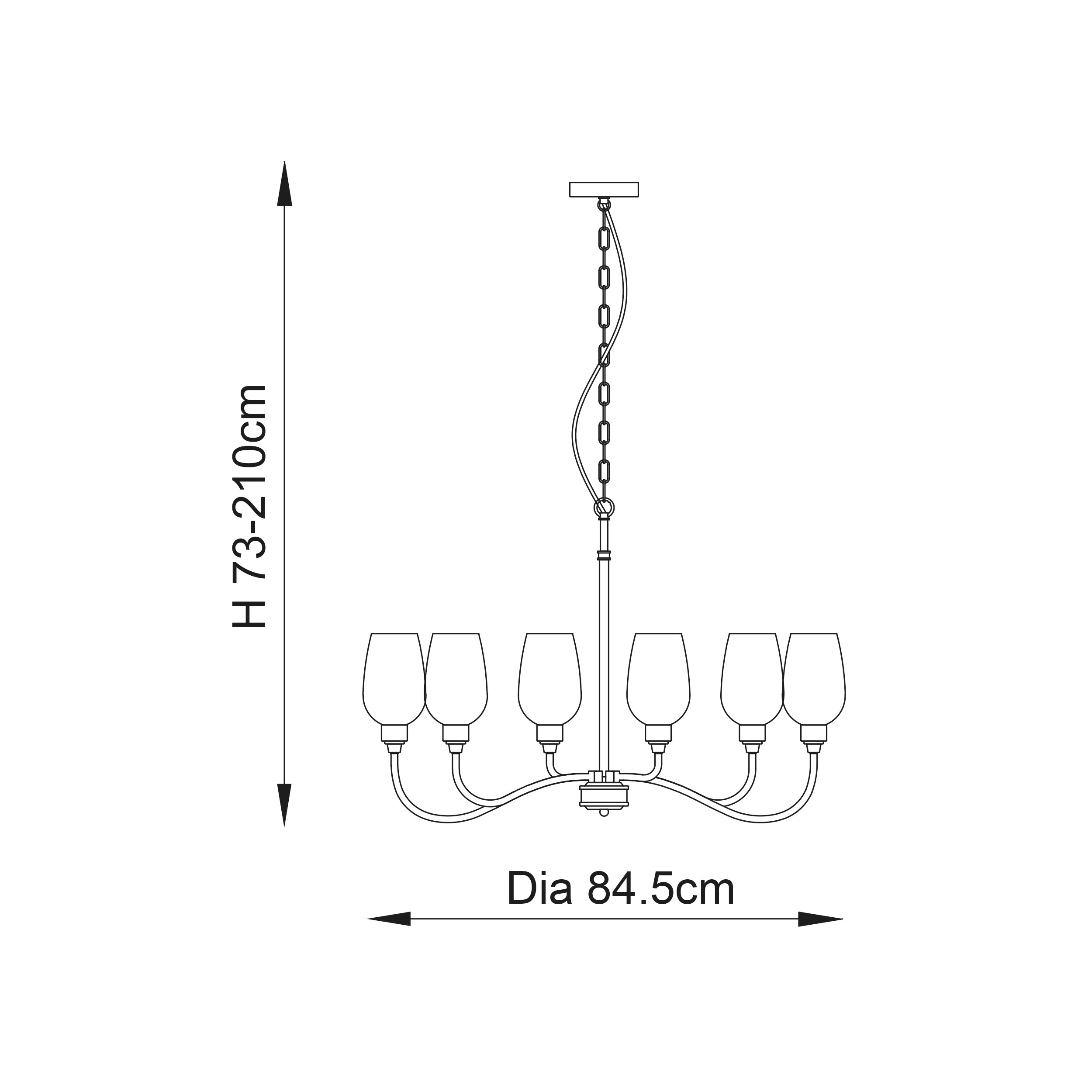 Island 6 Light Nickel & Glass Shade Art Deco Pendant