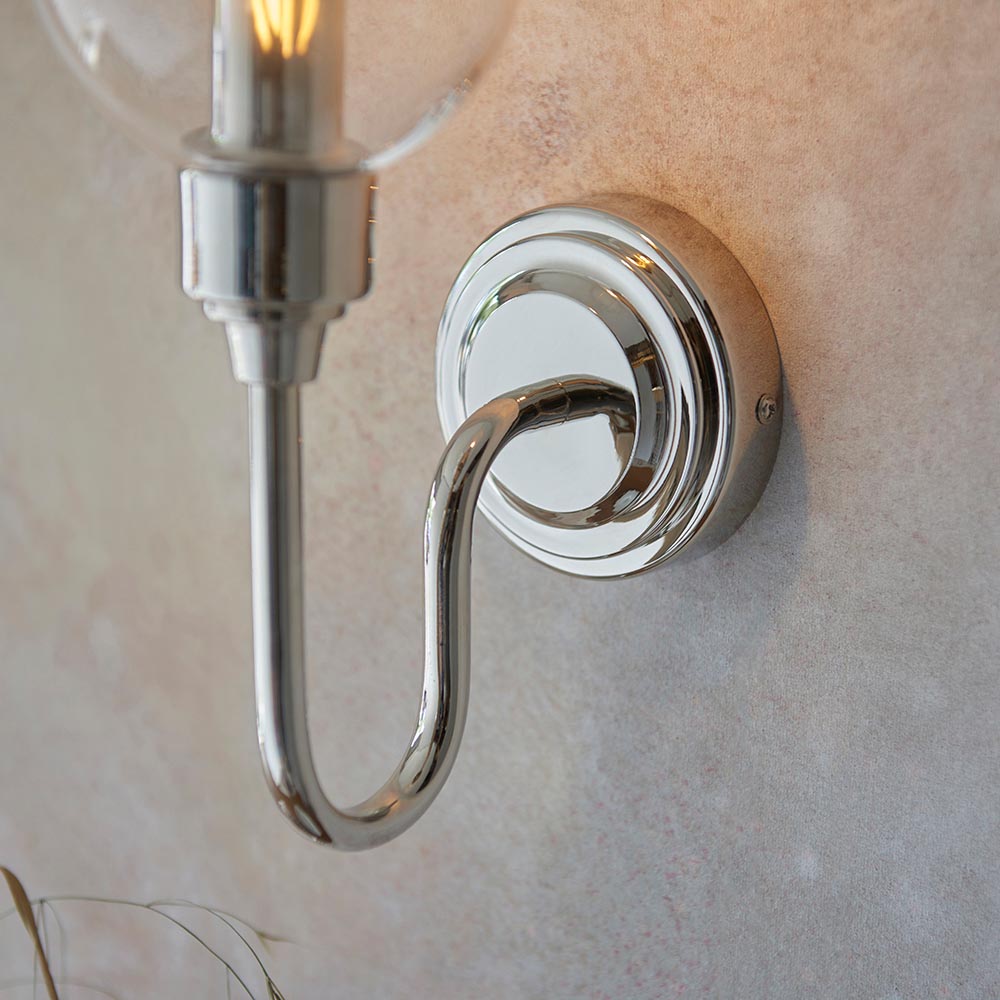 Island Nickel & Glass Shade Art Deco Wall Light-OB-180926