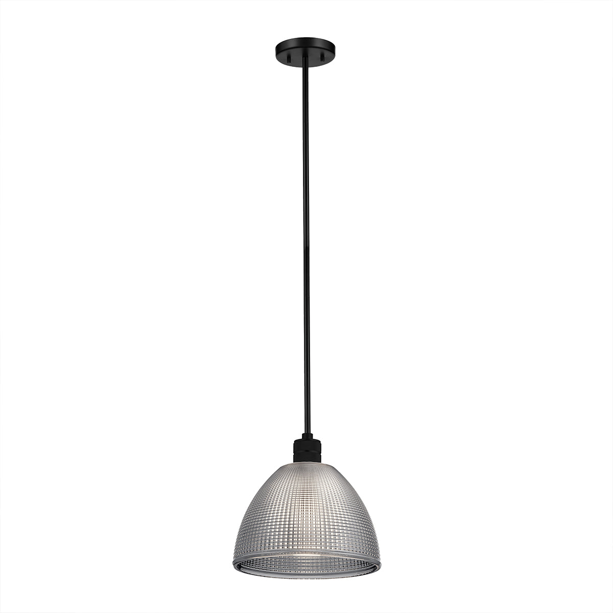 Hampstead Black Duo-Mount Pendant - Prismatic Smoke Glass Shade