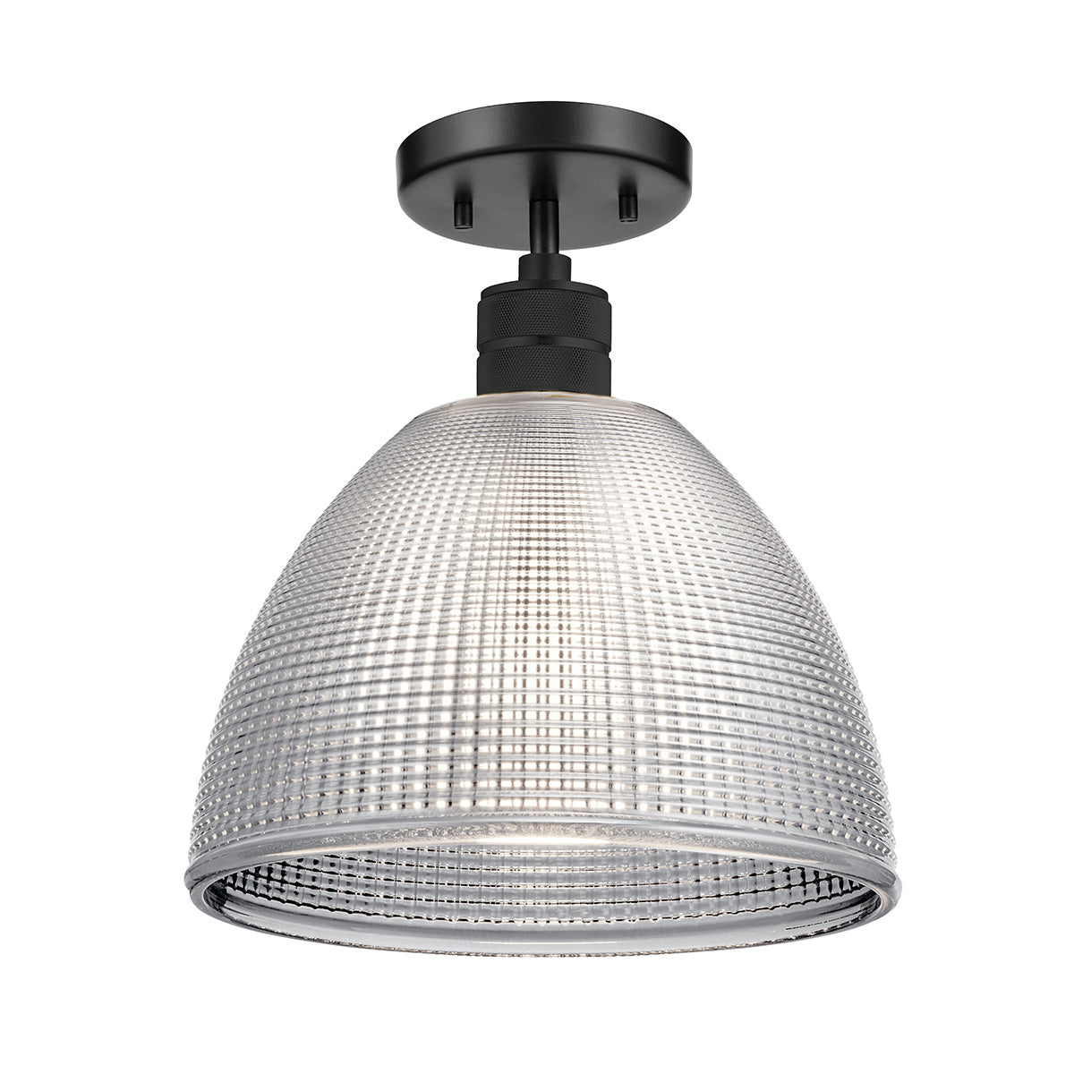 Hampstead Black Duo-Mount Pendant - Prismatic Smoke Glass Shade