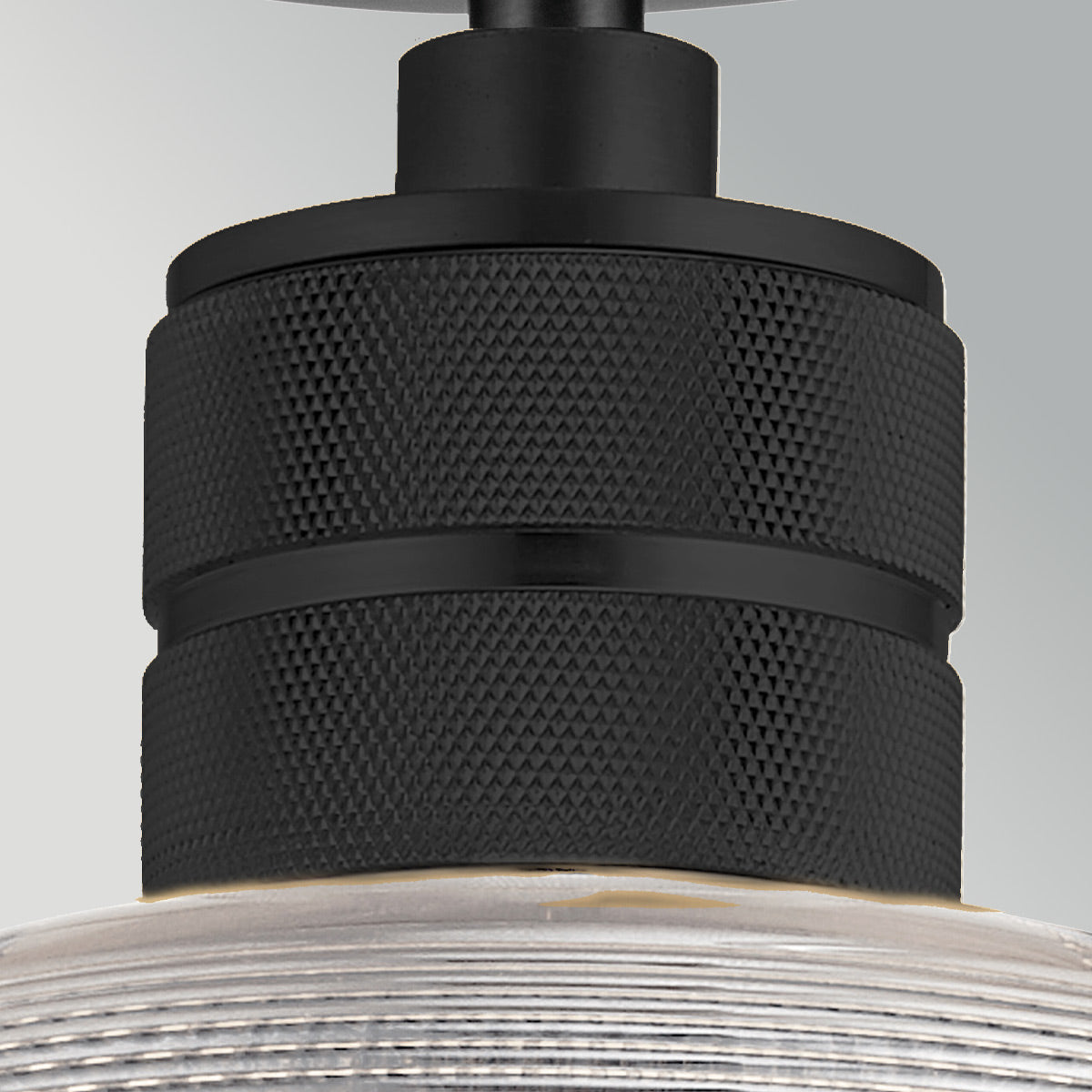 Hampstead Black Duo-Mount Pendant - Prismatic Smoke Glass Shade