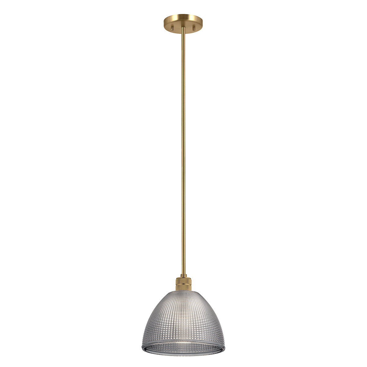 Hampstead Brass Duo-Mount Pendant - Prismatic Smoke Glass Shade