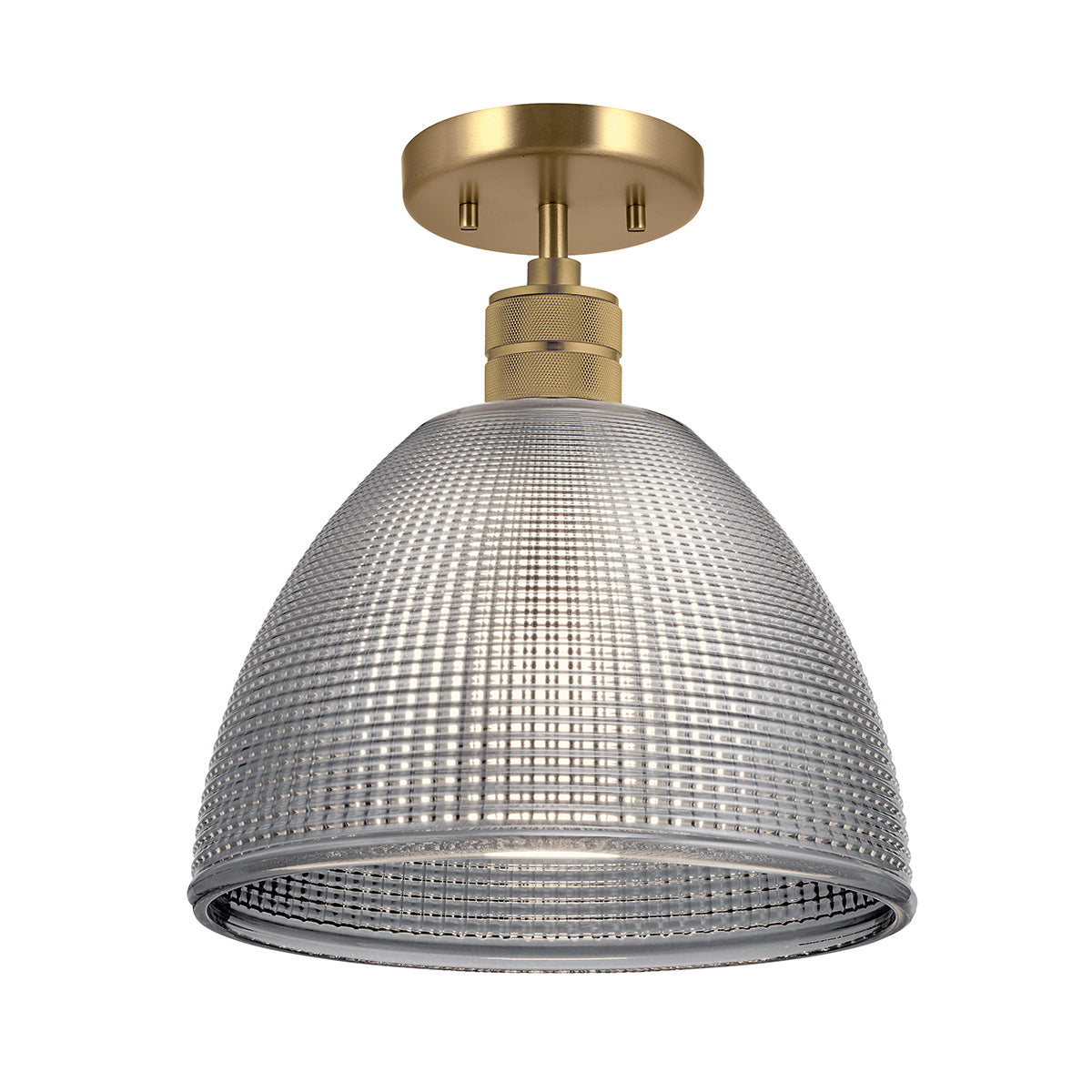 Hampstead Brass Duo-Mount Pendant - Prismatic Smoke Glass Shade