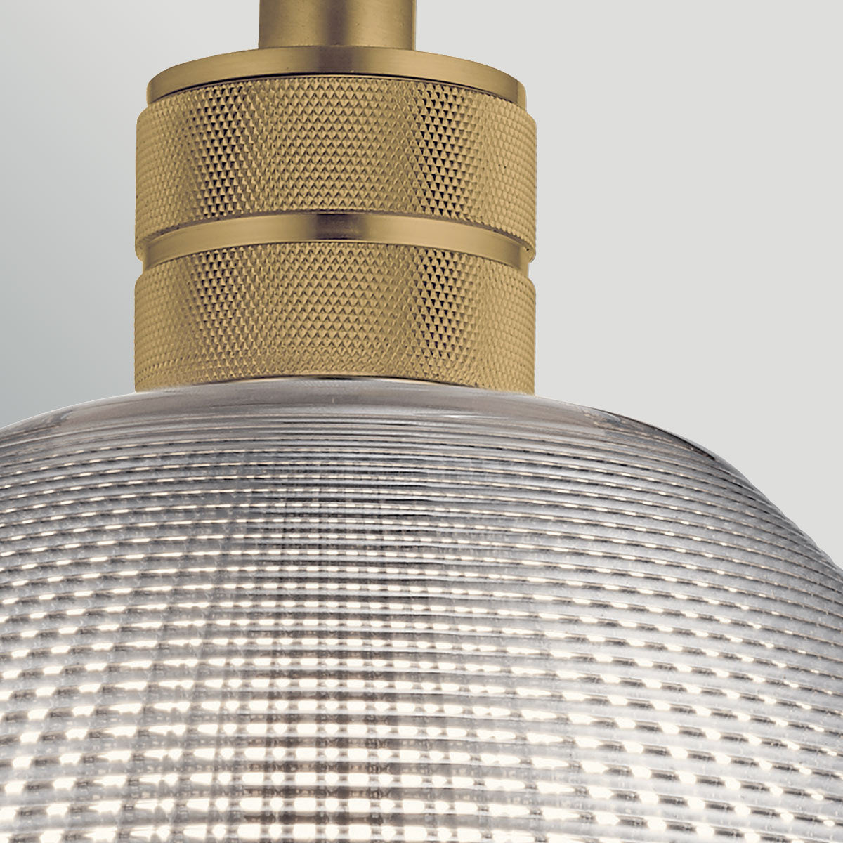Hampstead Brass Duo-Mount Pendant - Prismatic Smoke Glass Shade
