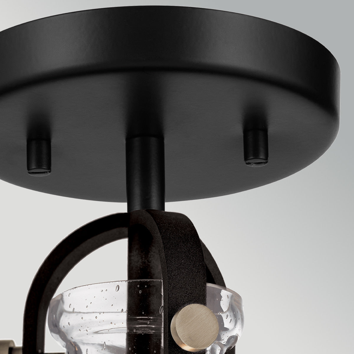 Hampton Graphite Duo-Mount Pendant - Blown Seed Glass Shade