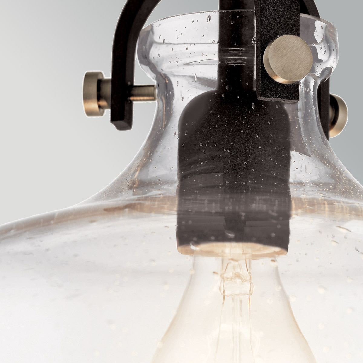 Hampton Graphite Duo-Mount Pendant - Blown Seed Glass Shade