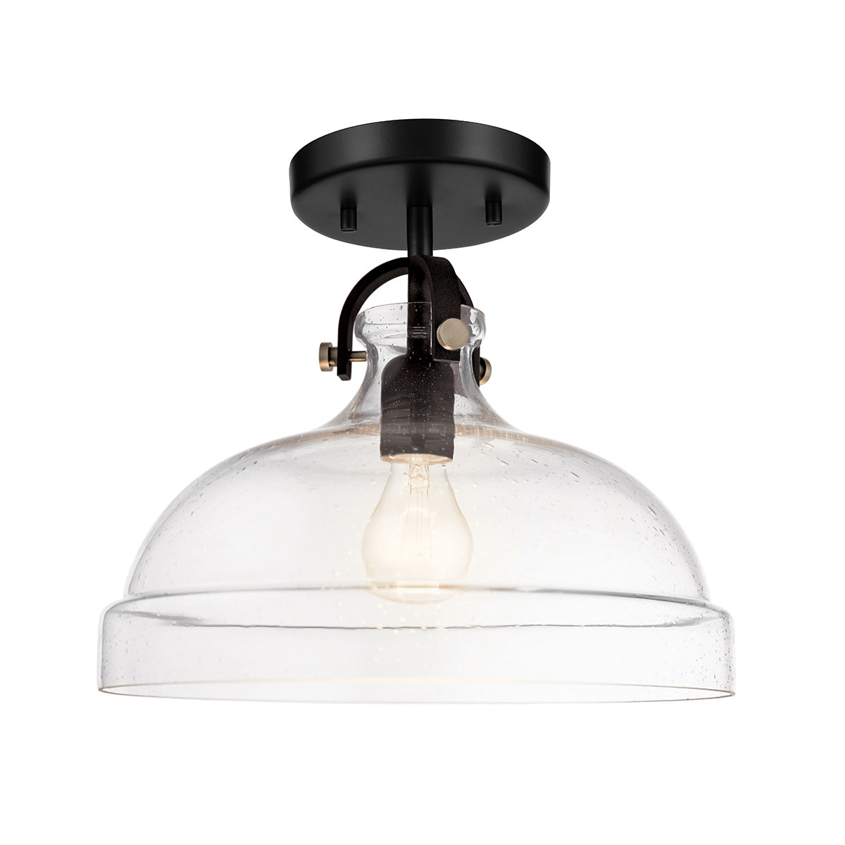 Hampton Graphite Duo-Mount Pendant - Blown Seed Glass Shade