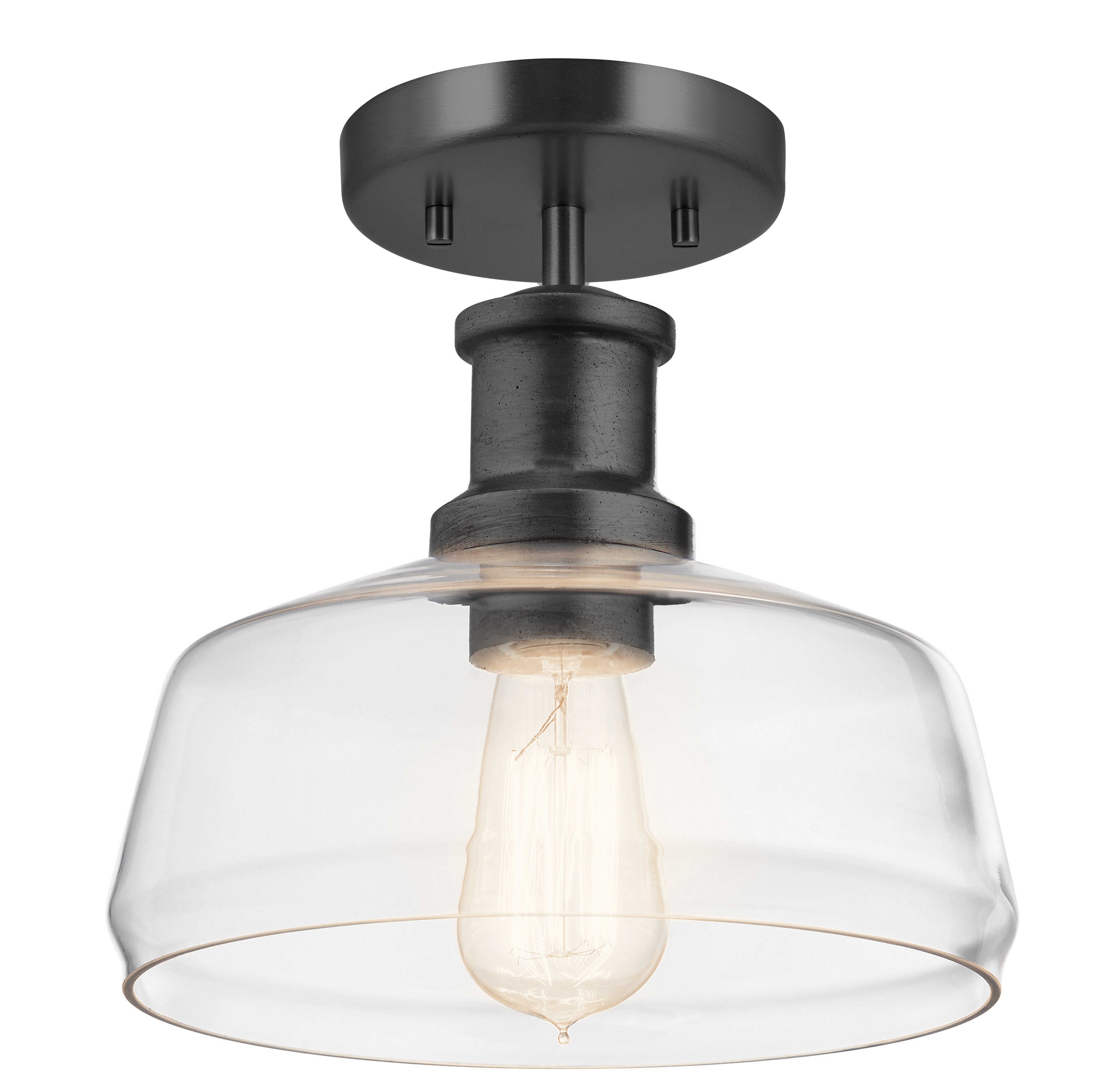 Notting Hill Graphite Duo-Mount Pendant - Blown Clear Glass Shade