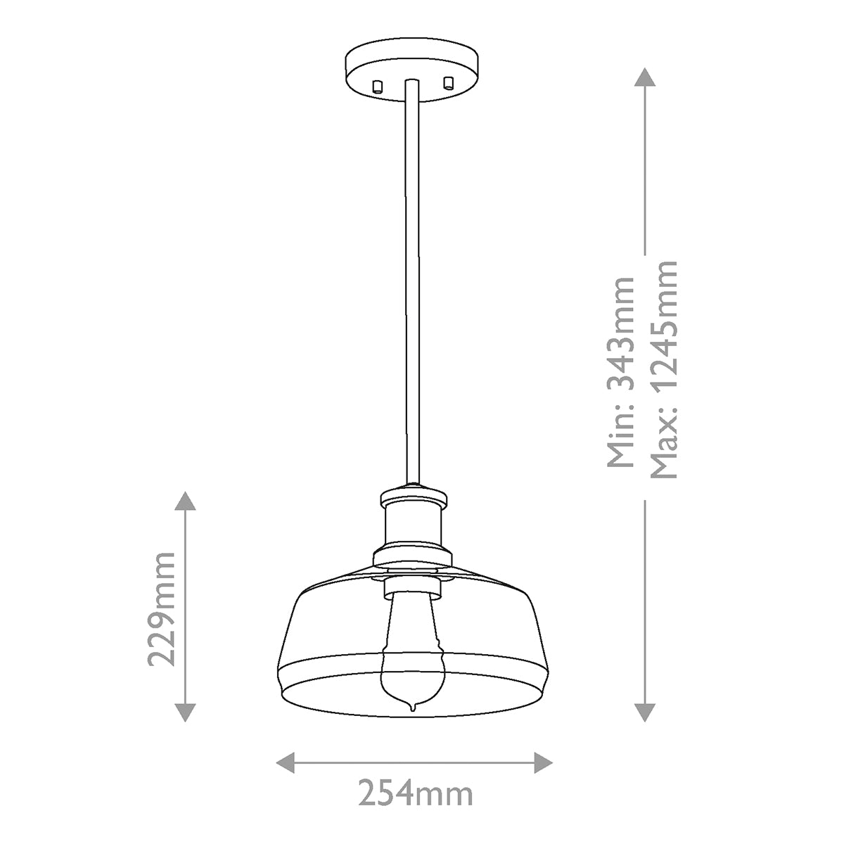 Notting Hill Graphite Duo-Mount Pendant - Blown Clear Glass Shade