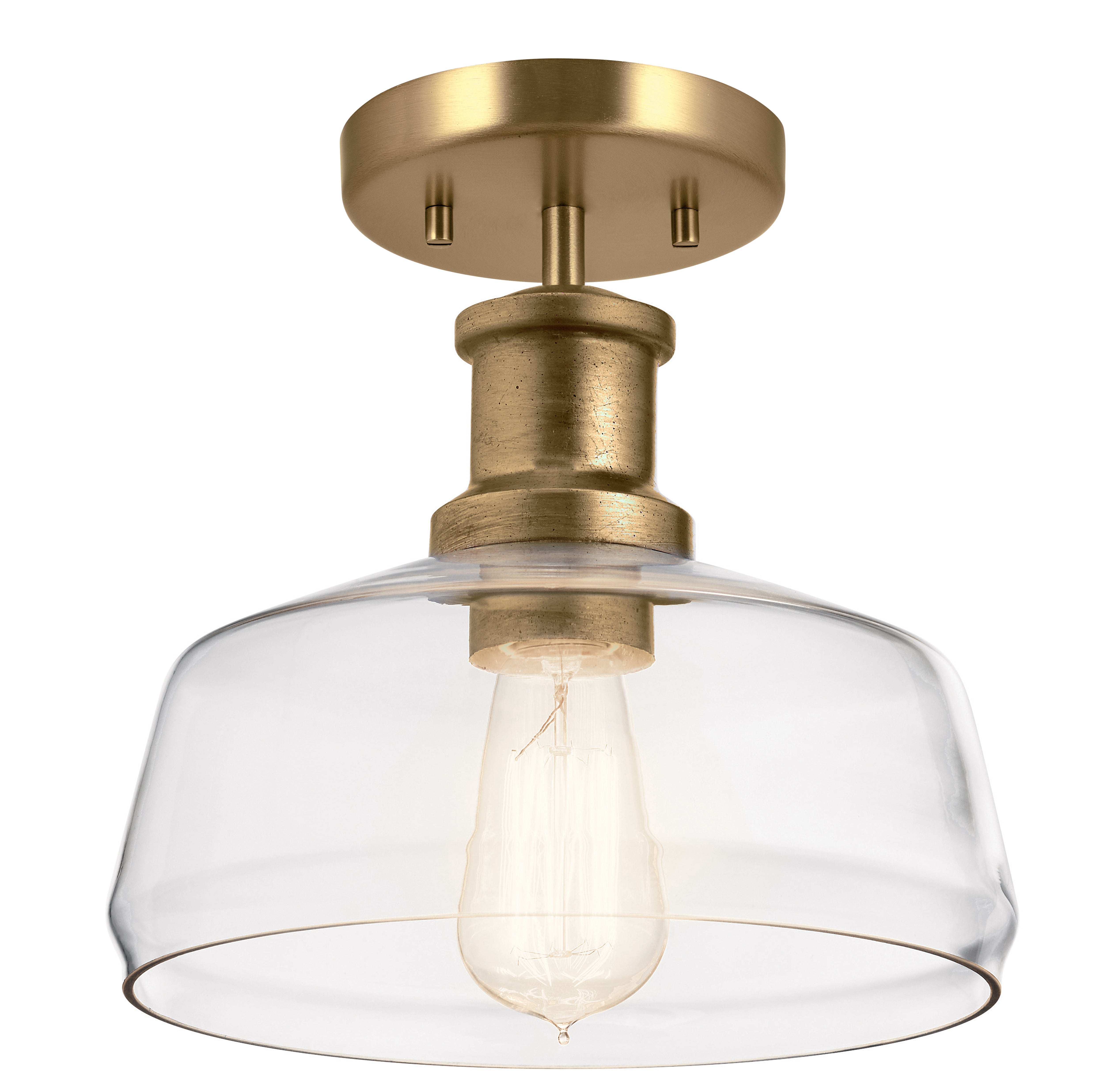 Notting Hill Brass Duo-Mount Pendant - Blown Clear Glass Shade