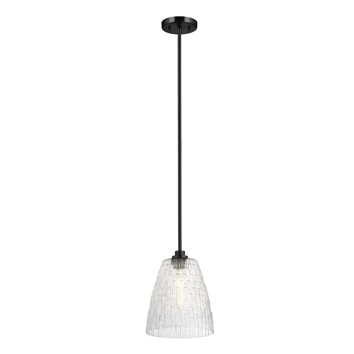 Windsor Black Duo-Mount Industrial Pendant - Blown Glass Shade