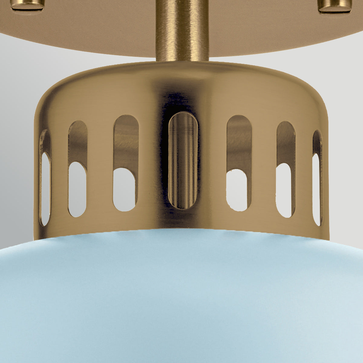 York Brass Duo-Mount Industrial Pendant - Pale Blue Canister Shade