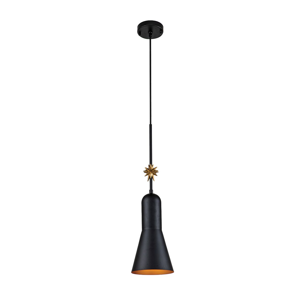 Etoile Matte Black and Gold Leaf Medium Hallway Ceiling Pendant Light by Elstead Lighting ETOILE-P-M-MB