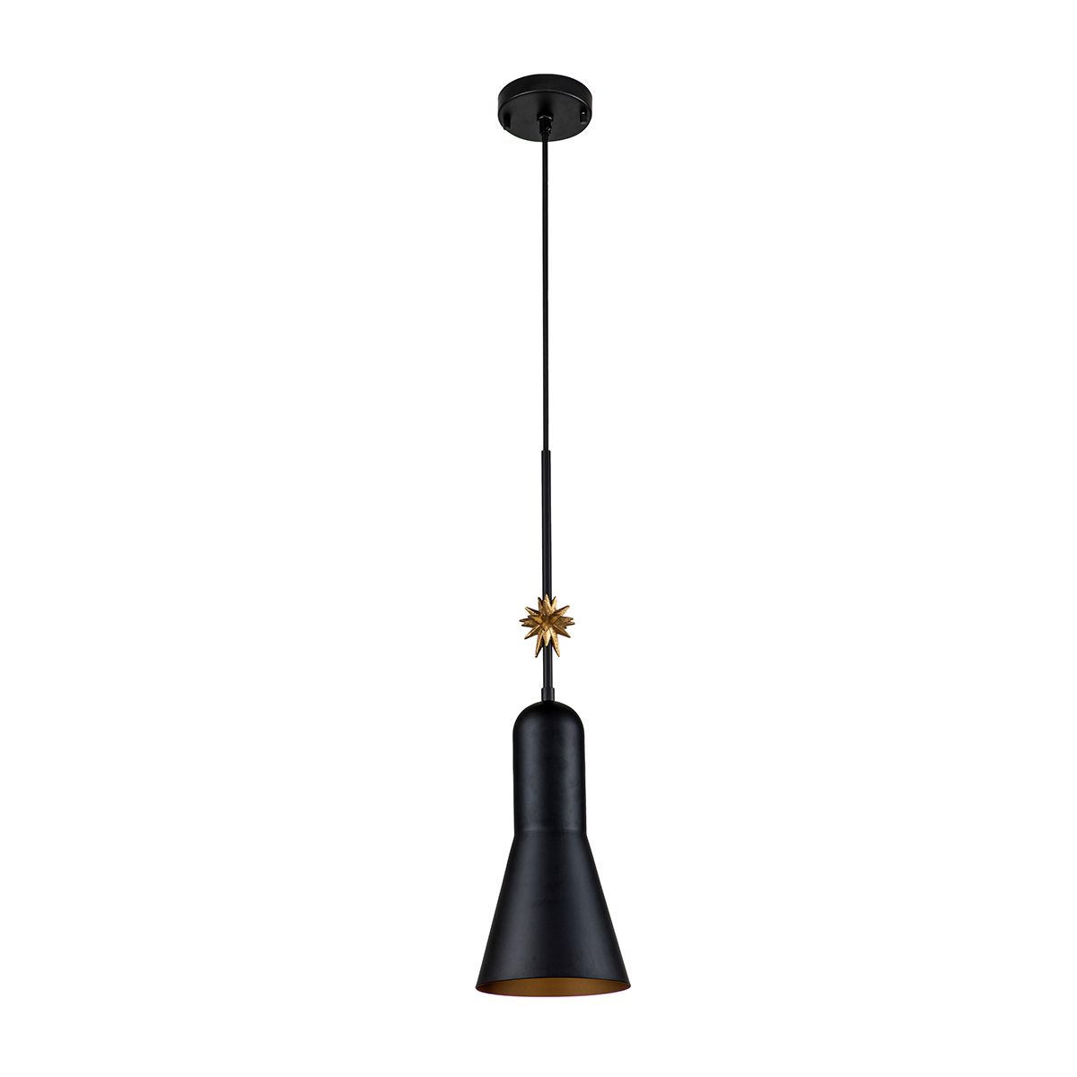 Etoile Matte Black and Gold Leaf Medium Ceiling Pendant Light