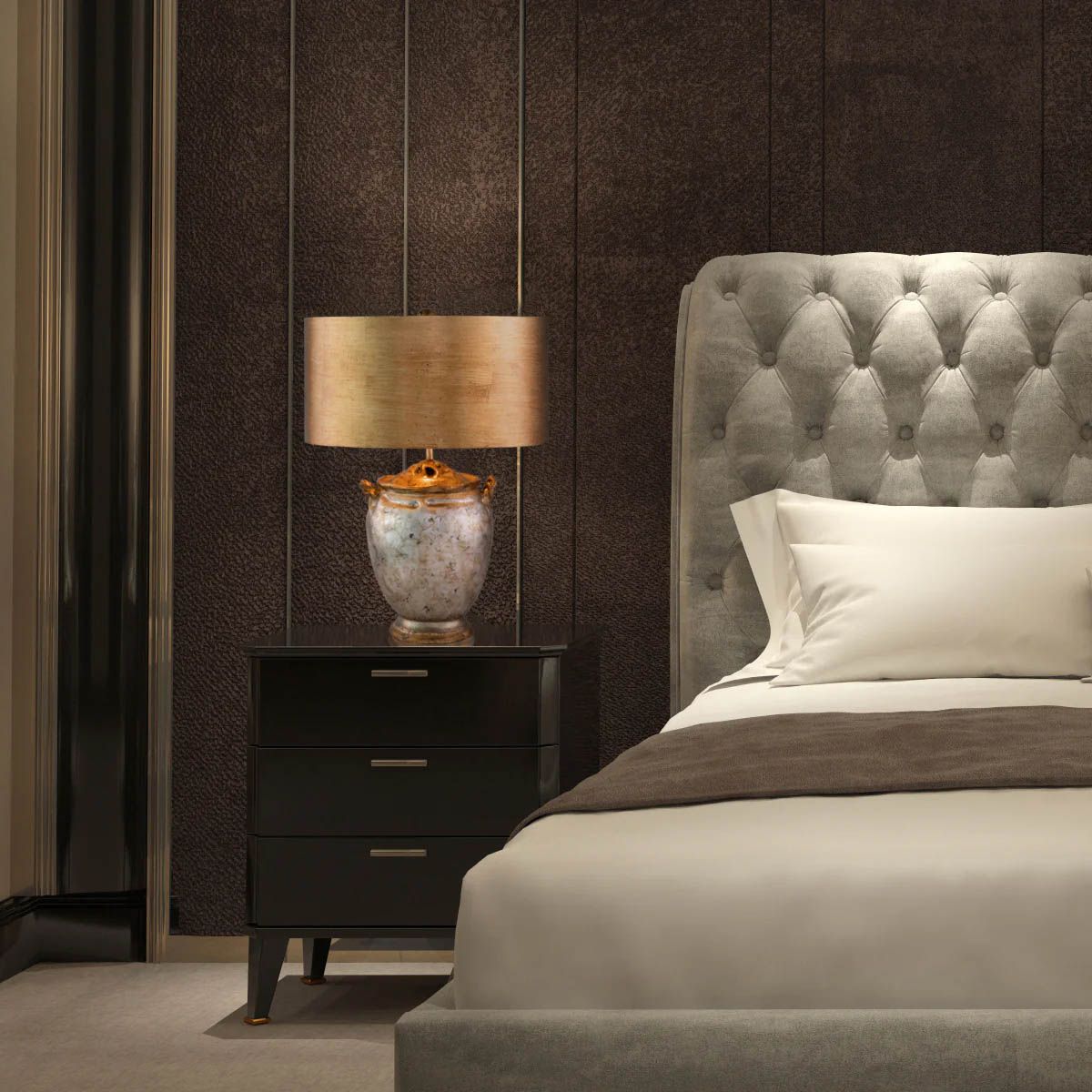 Jackson Antiqued Silver with Gold Leaf Accents Table Lamp -