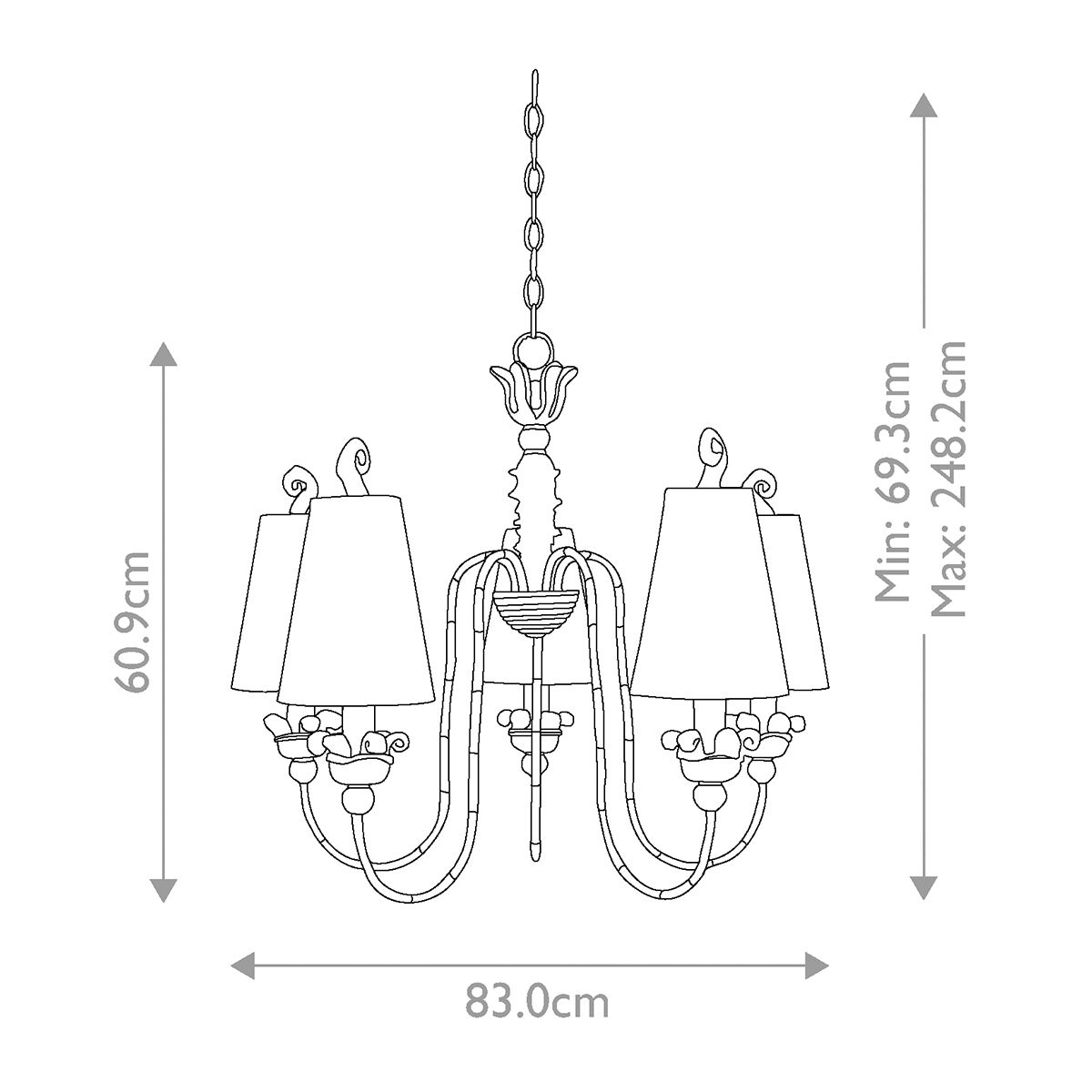 Elstead Flambeau Remi Silver 5 Light Chandelier