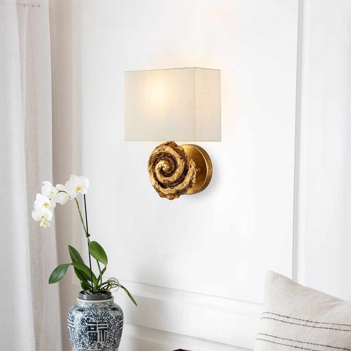 Swirl Large Gold Leaf Wall Light