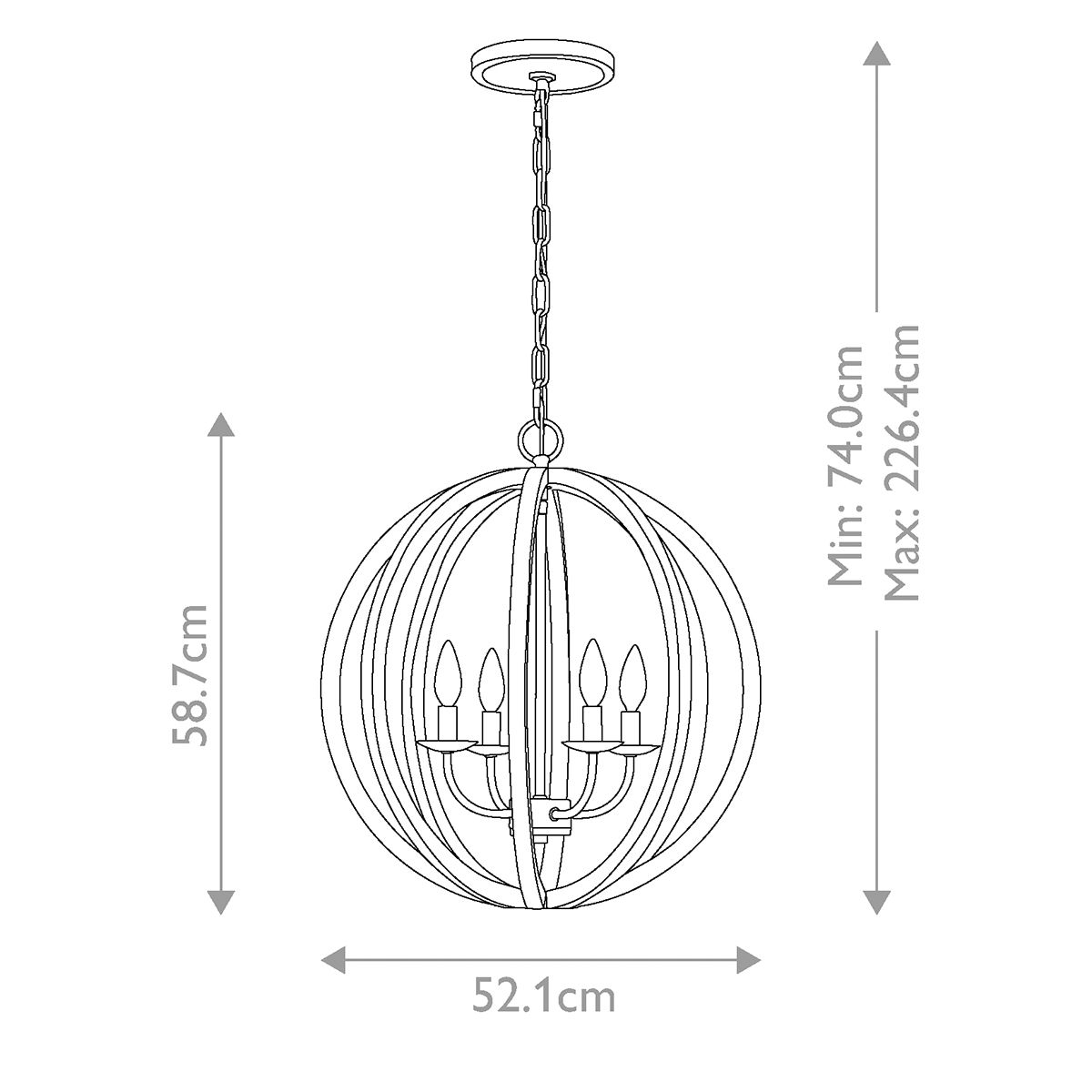 Feiss Allier Ceiling Lantern 4 Light Wood Finish