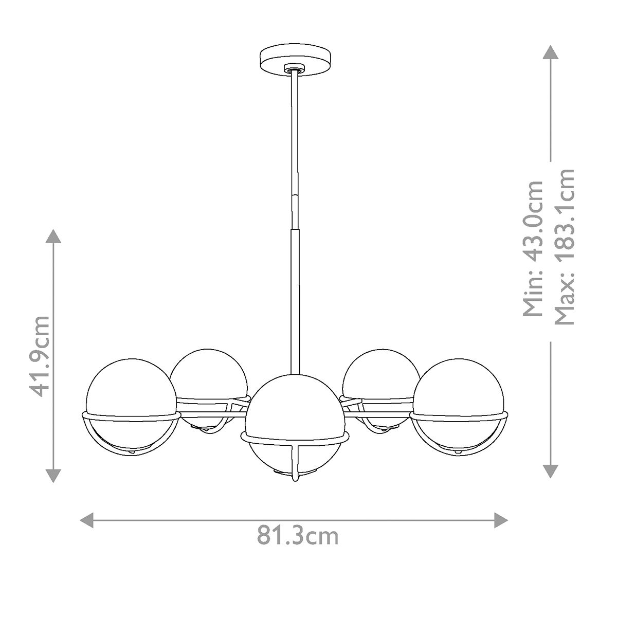 Feiss Apollo 5 Light Chandelier - Polished Nickel