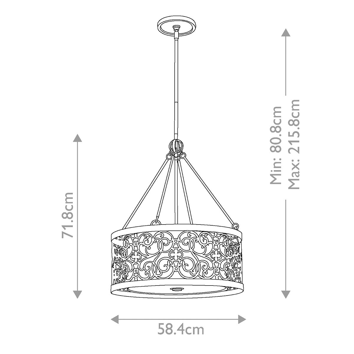 Feiss Arabesque Silver Leaf Patina Ceiling Pendant-OPEN-BOX-50-290626