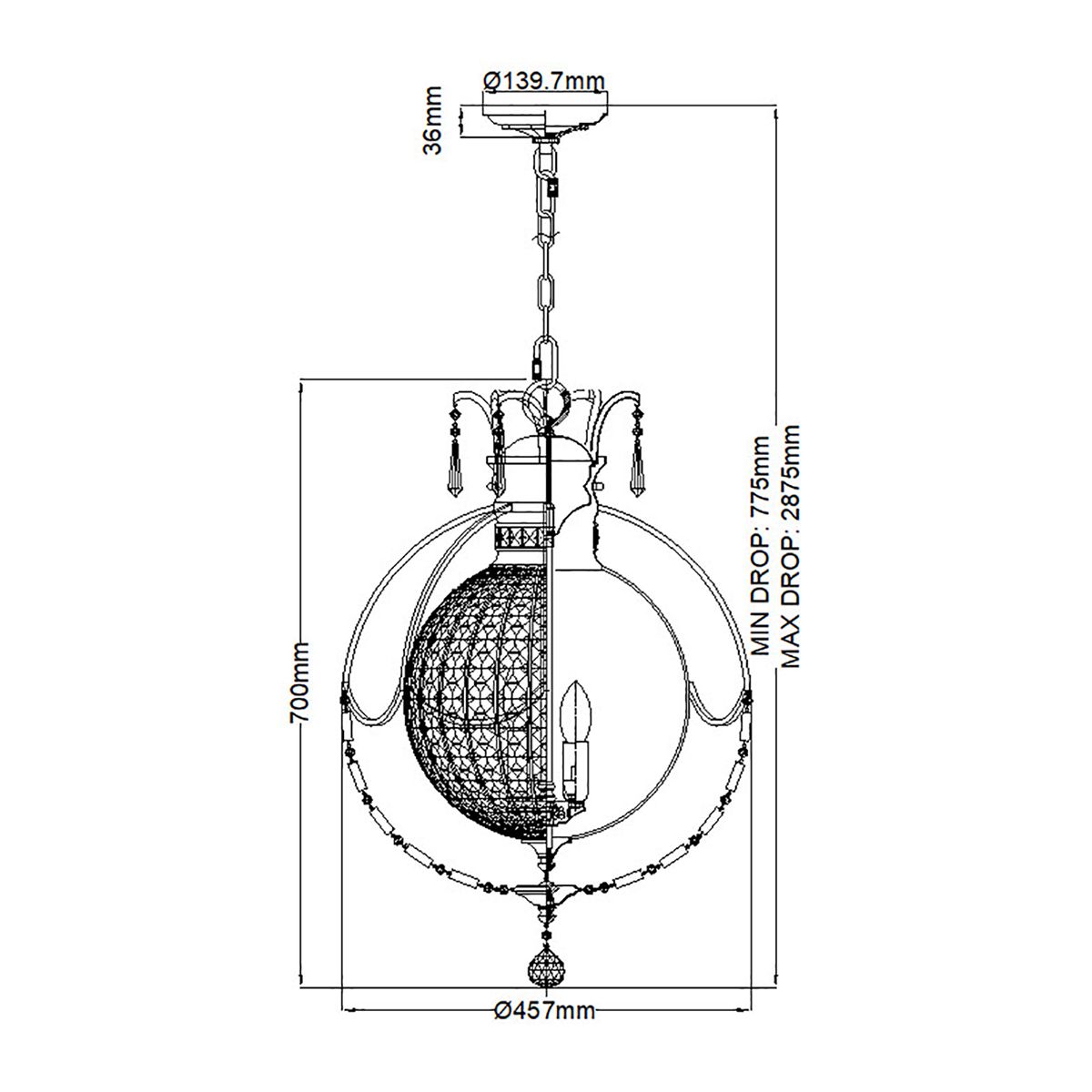 Feiss Bellini 3 Light Pendant Ceiling Light