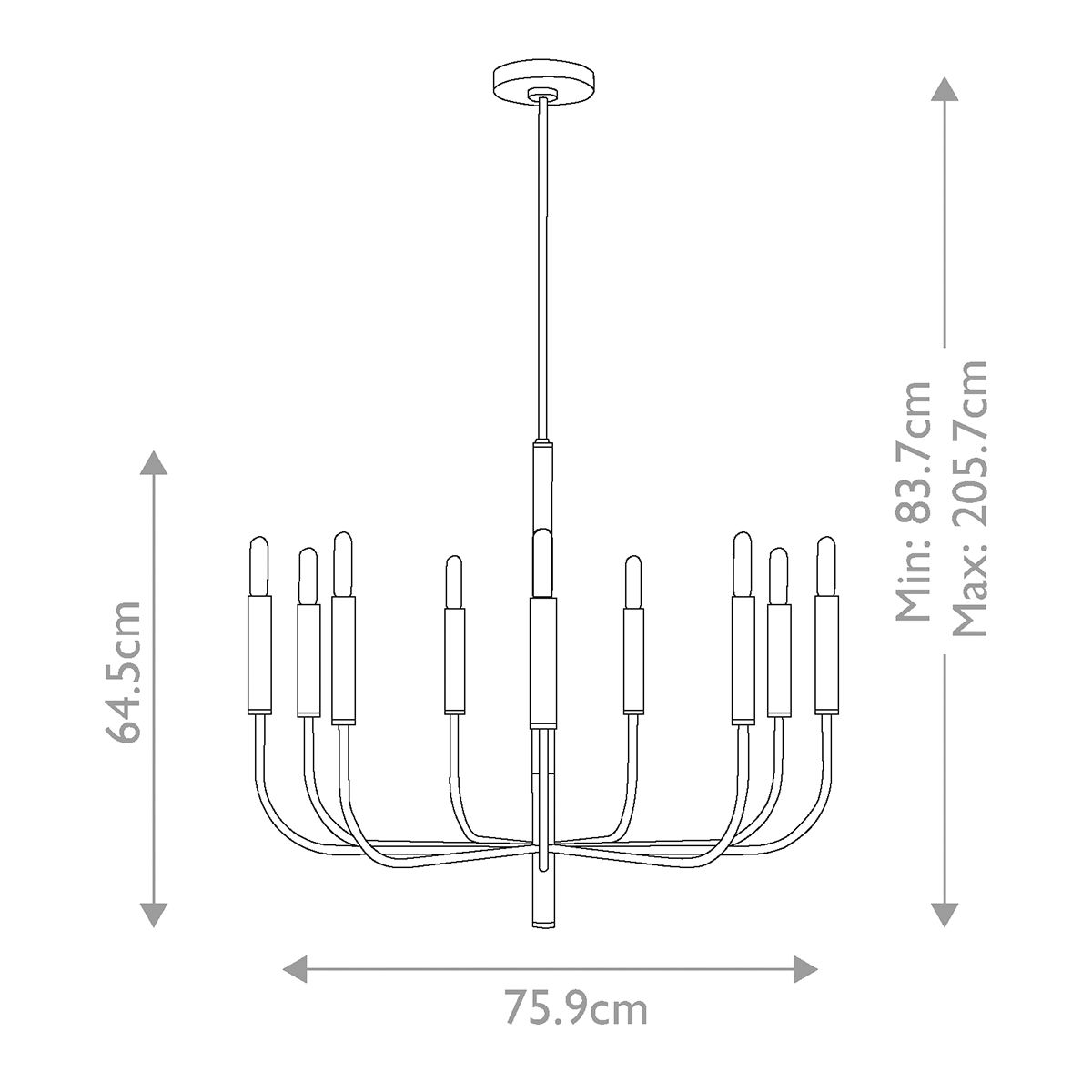 Feiss Brianna 9 Light Chandelier - Polished Nickel