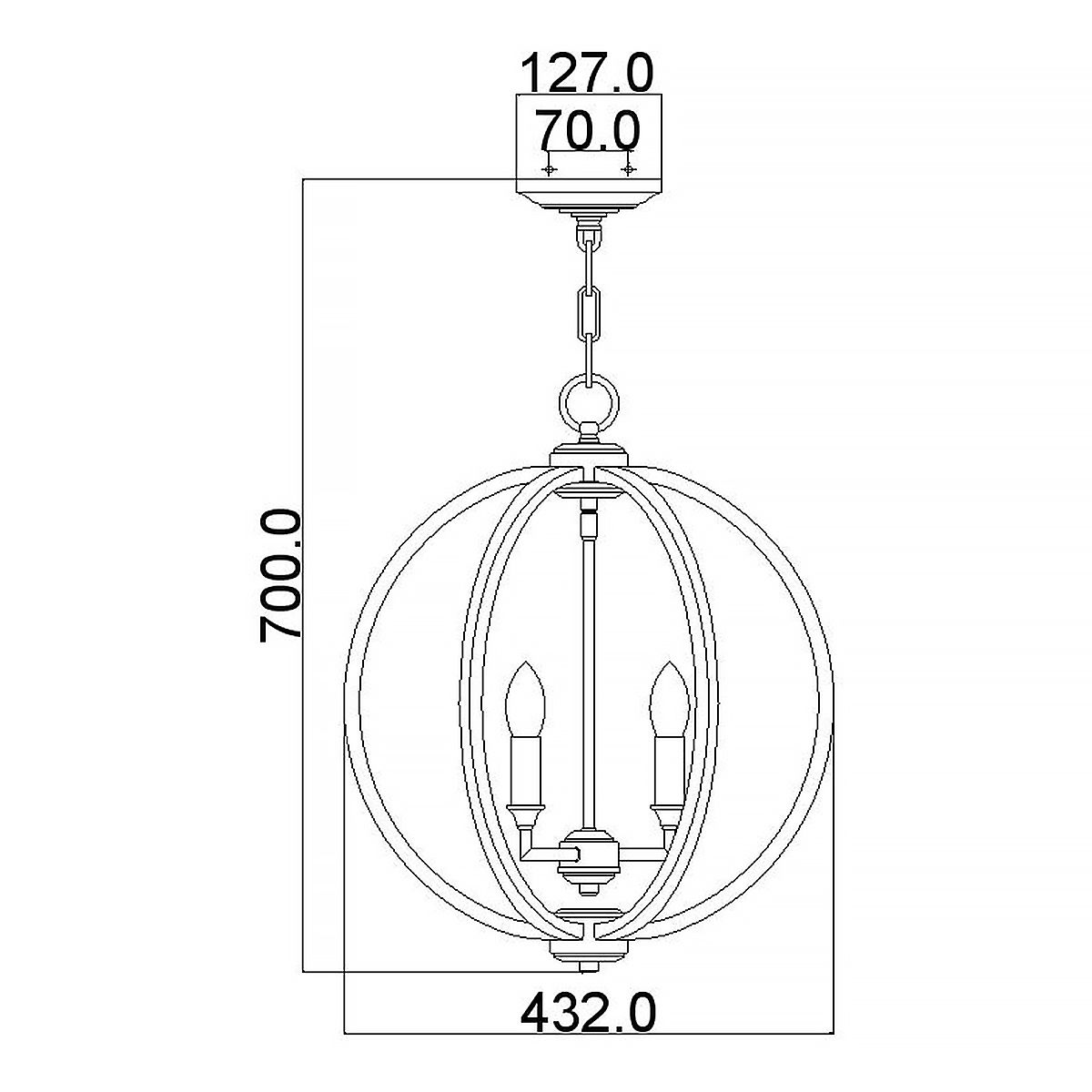 Feiss Corinne 3 Light Medium Brass Pendant-WAREHOUSE-40-260626