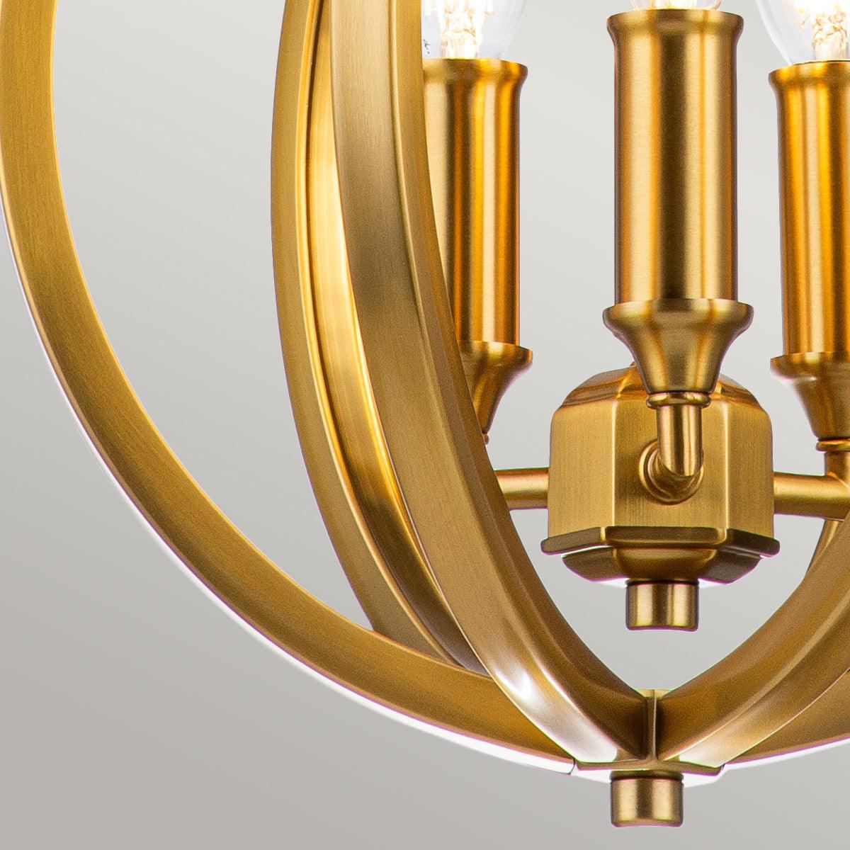 Feiss Corinne 3 Light Small Brass Pendant-WAREHOUSE-40-240426