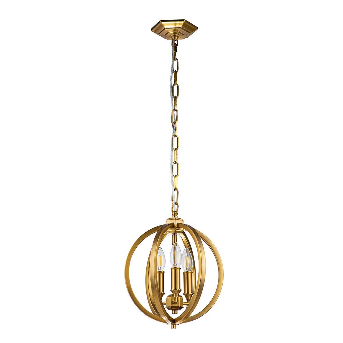 Feiss Corinne 3 Light Small Brass Pendant-WAREHOUSE-40-240426