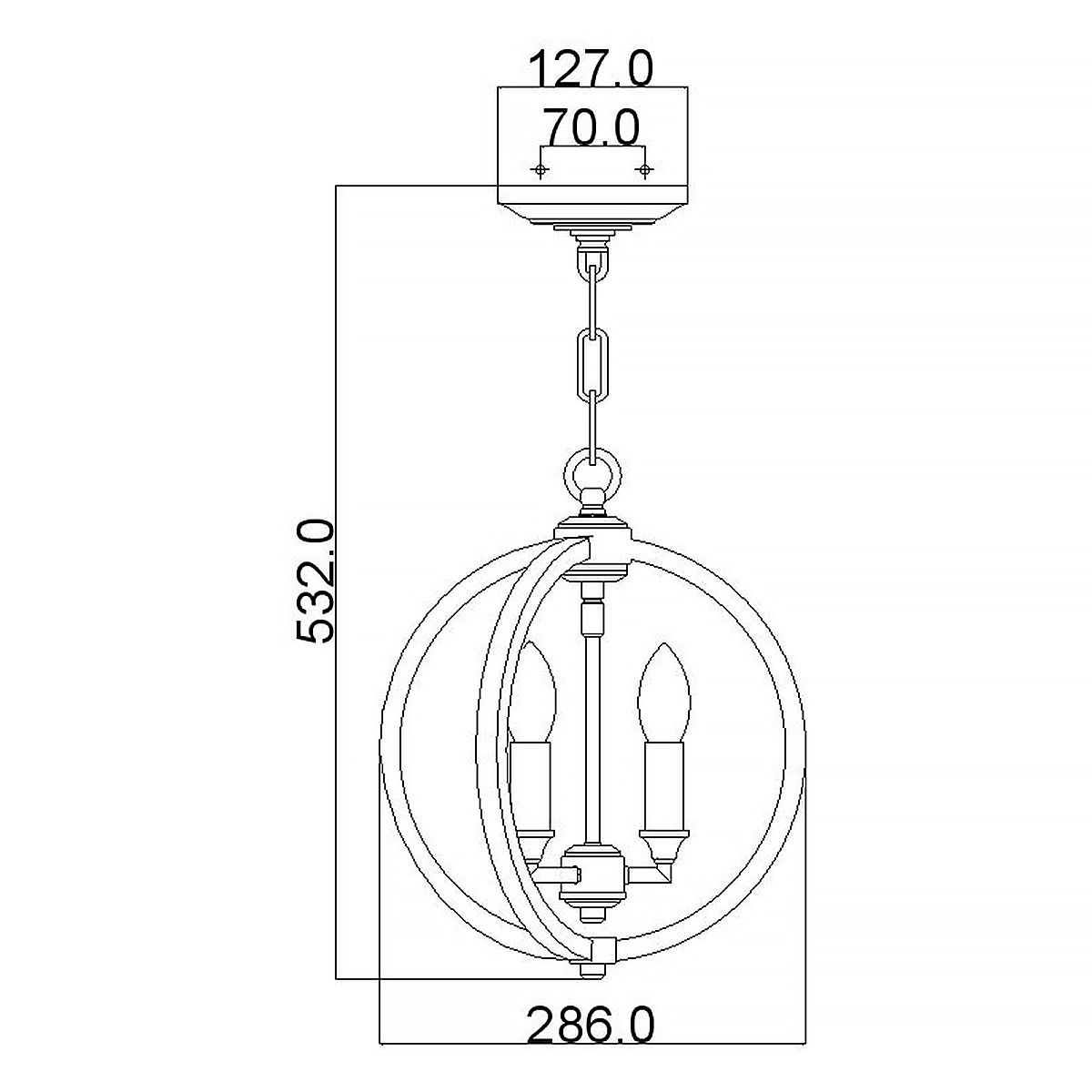 Feiss Corinne 3 Light Small Brass Pendant-WAREHOUSE-40-260626