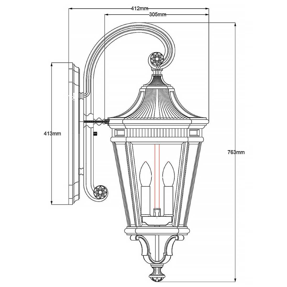 Feiss Cotswold Lane Black Large Outdoor Wall Light — close-up detail