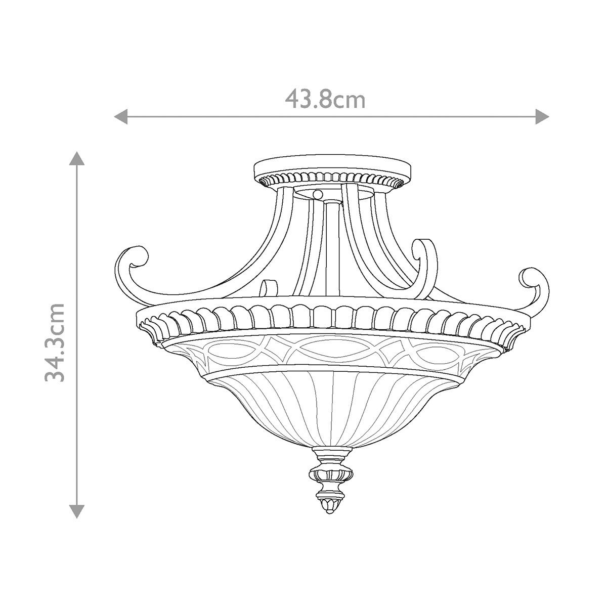 Elstead Feiss Drawing Room Semi-Flush Ceiling Light — rear view
