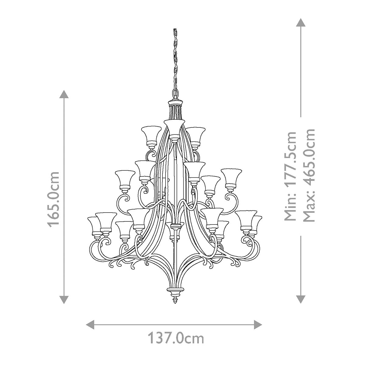 Feiss Drawing Room Walnut Finish 18 Light Chandelier