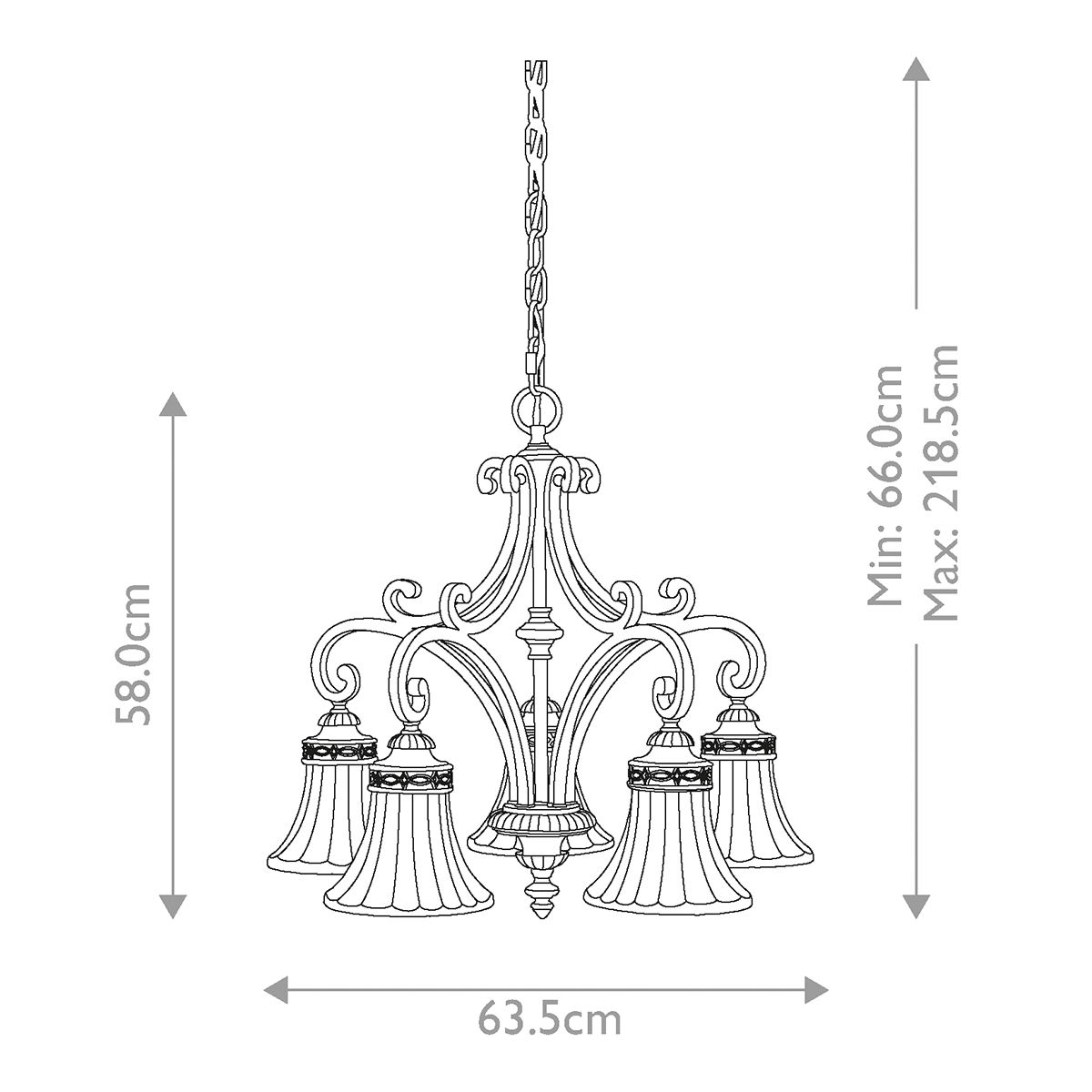 Elstead Feiss Drawing Room Walnut Finish 5 Light Chandelier