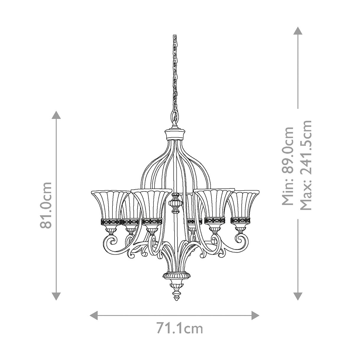 Elstead Feiss Drawing Room Walnut Finish 6 Light Chandelier